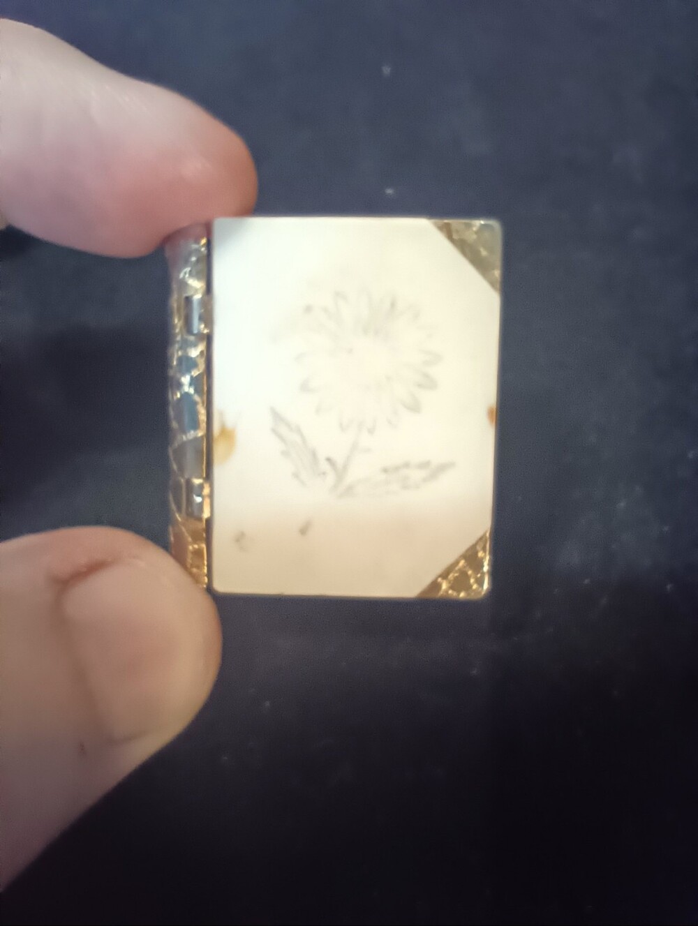 Vtg Book Style Solid Perfume Compact.